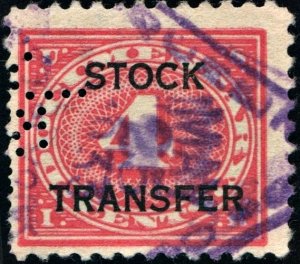 RD3 4¢ Stock Transfer Stamp: Double Transfer (1918) Perfin