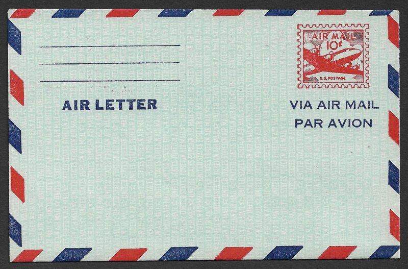 USA 1951 10c DC-4 SKYMASTER AIR LETTER AEROGRAME Sc UC16a VF Unused