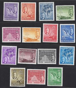 Seychelles #157-71-9 mint set, King George VI & various designs, issued 1952