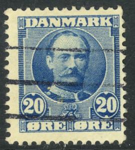 DENMARK 1907-12 20o Bright Blue King Frederik VIII Sc 74a VFU