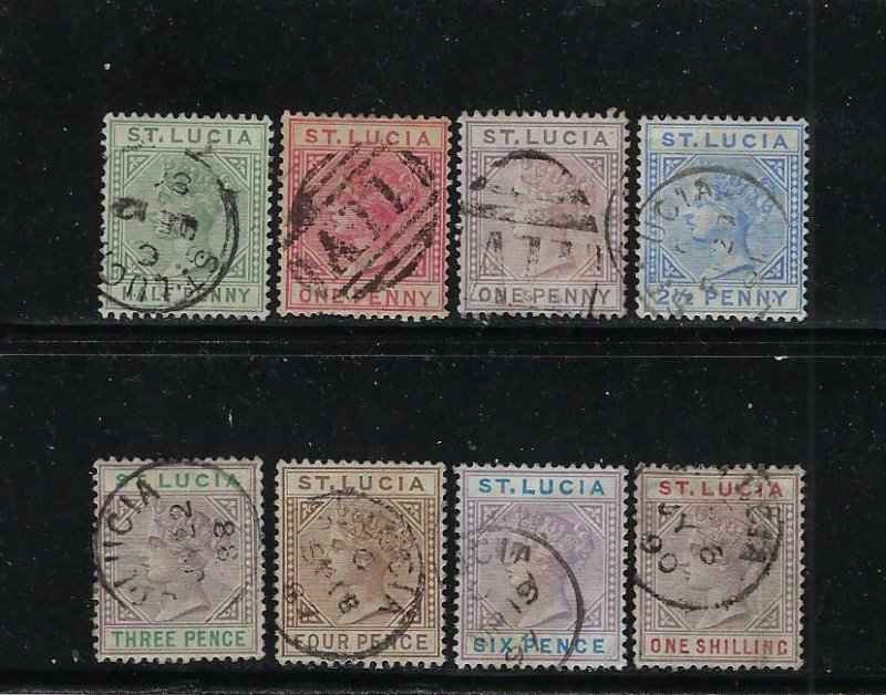 ST. LUCIA SCOTT #27a-33a/35/37a  1883-98 VICTORIA DEFINITIVES- DIE A- USED