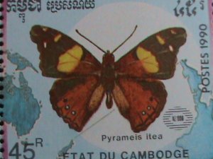 CAMBODIA-1990 SC#1071-NEW ZEALAND'90 STAMP SHOW- LOVELY BUTTERFLY MNH S/S VF