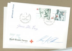 Faroe Islands 393 393a/394a Booklet Panes of six FDC's. Signed by Jens Kr. Vang and Two others. See photo