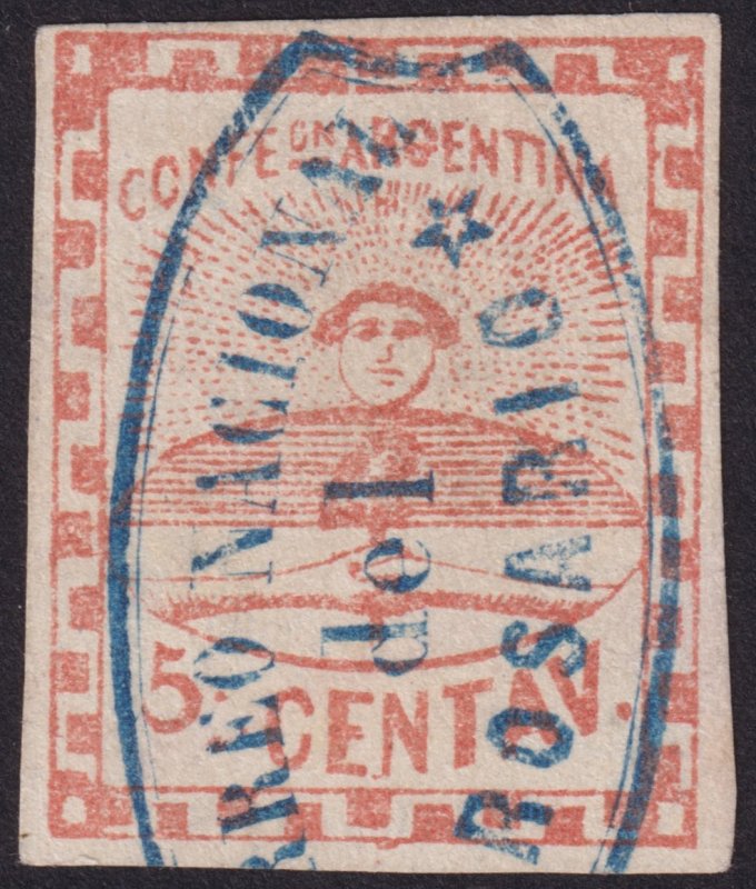 Argentina 1858 #1a 5c Red vf u vf