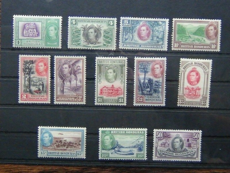 British Honduras 1938 - 47 set to $5 MM 3c 4c 5c Unused 15c Tiny tone spot
