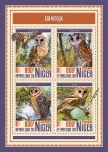 NIGER - 2017 - Owls - Perf 4v Sheet - Mint Never Hinged