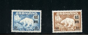 Greenland #39-40 (GR880) Comp O/P 1956 Polar Bear, M, LH, VF, CV$76.00