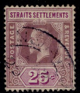 MALAYSIA - Straits GV SG205, 25c dull purple & mauve, FINE USED. Cat £14.