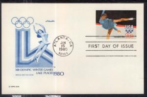 US UX82 Olympic Figure Skating Postal Card Artmaster U/A FDC