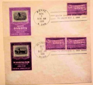 UNITED STATES  1939 WASHINGTON STATE,USA FDC 1939 SOUTH DAKOTA