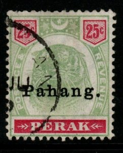 MALAYA PAHANG SG20 1898 25c GREEN & CARMINE USED(WASHED)