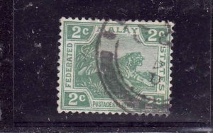 Federated Malay States-Sc #52-used-2c green-1926-Tiger-