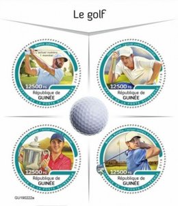 Guinea - 2019 Professional Golfers - 4 Stamp Sheet - GU190222a
