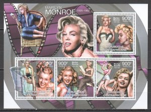 Ca 2012 Central Africa Cinema Famous People Marilyn Monroe 1Kb Mnh