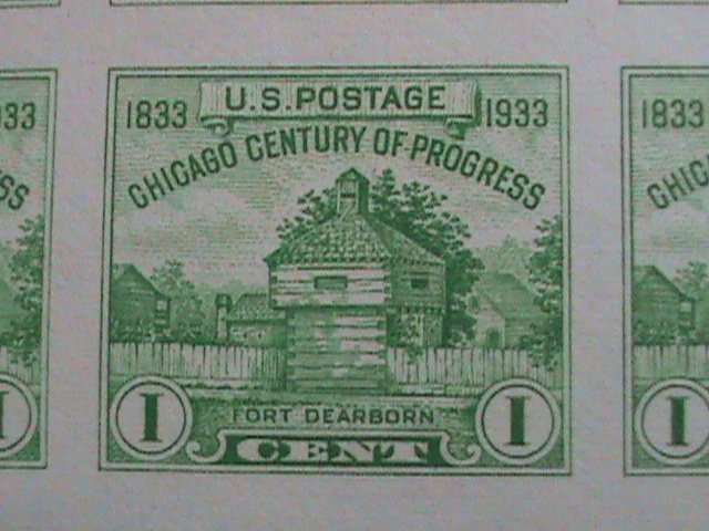 UNITED STATES- 1933-SC# 730 RESTORATION OF FORT DEARBORN  IMPERF: MNH S/S VF