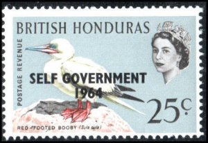British Honduras 186 - Mint-NH - 25c Booby / Self Govt. Ovpt (1964) (cv $1.00)