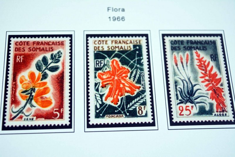 COLOR PRINTED SOMALI COAST 1894-1966 STAMP ALBUM PAGES (40 illustrated pages)