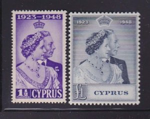 Cyprus 1948 Silver Wedding Sc 158-159 MNH