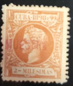 O) 1898 CUBA,  MUESTRA - SPECIMEN, MARK IN RED, KING ALFONSO XIII, SCT 157 2m o