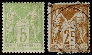 France Scott 104, 108 (1898-1900) Mint/Used H P-F, CV $50.00 C