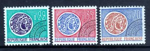 France 1969 Gallic Coin Type Complete Mint MNH Set SC 1240-1242 CV $8.45