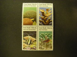 Scott 1827 - 1830 or 1830a, 15c Coral Reefs, MNH block of 4