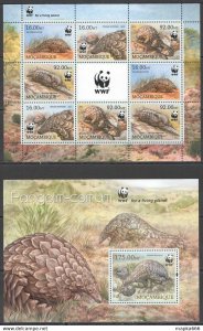 2013 Mozambique Wild Animals Wwf Pangolins #6429-6432 Kb(2Set)+Bl737 ** Nw0548