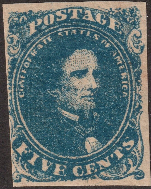 Sc 4a Confederate States of America Jefferson Davis 5¢ MNH CV $275.00 dk blue 2