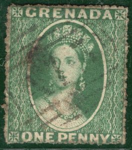 GRENADA QV Classic CHALON Stamp SG.1 1d Bluish Green (1861) Used c£325- BLACK210