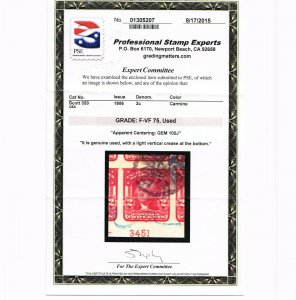 EXCEPTIONAL GENUINE SCOTT #320 USED PSE CERT GRADED F-VF APPARENT CENTERING 100J