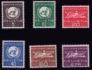 Switzerland 1955 United Nations European Office (6) basic set in XF/NH Condition