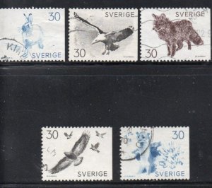 Sweden Sc 799-803 1968 Wild Animals stamp set used