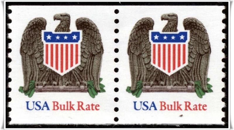 SC#2604 (10¢) Eagle & Shield Coil Pair: Low Gloss Gum (1993) MNH