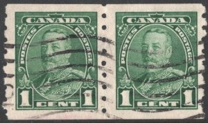 Canada SC#228 1¢ King George V Coil Pair (1935) Used