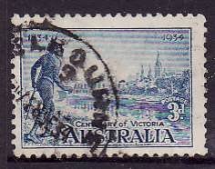 Australia-Sc#143-used 3p blue Tribesman -1934-