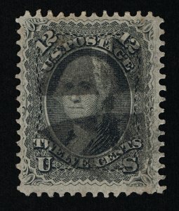 GENUINE SCOTT #69 VF USED 1861 BLACK NBNC 12¢ WASHINGTON SEGMENTED CORK CANCEL