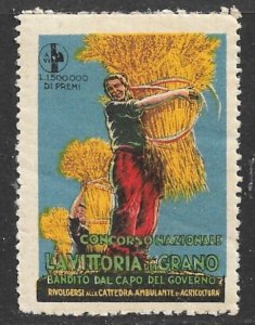 ITALY 1928 National Grain Competition Label Unused