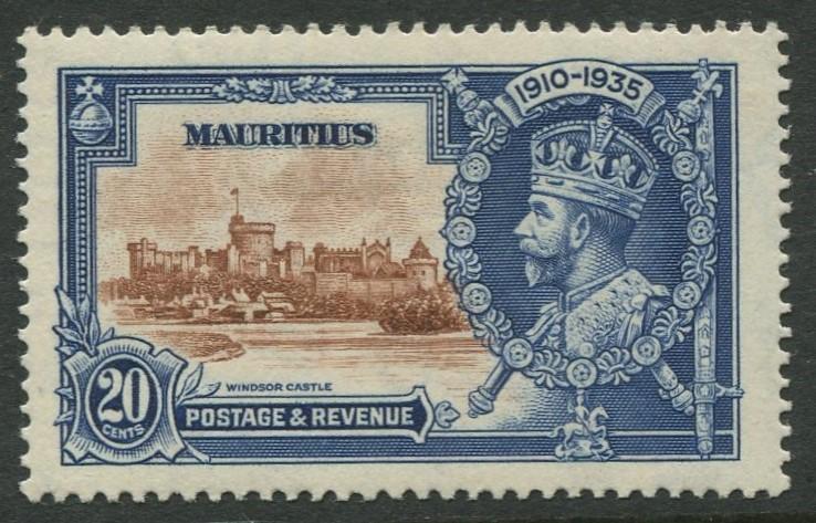 Mauritius - Scott 206 - Silver Jubilee -1935 - MVLH -Single 20c Stamp