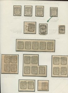 Lot of 280+ Hussey's Post 1862-1873 Local Stamps Most on Perry Pages