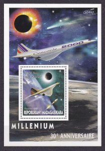 1999 Madagascar  Lollini 10095 MAD 27B 30 years of Concorde and the eclipse