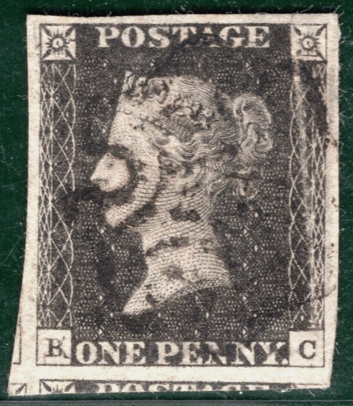 GB PENNY GREY-BLACK 1840 SG3 1d Plate 11 (BC) MAJOR RE-ENTRY Rare c£5,750- PRED9