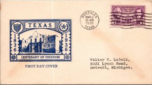 1936 MARCH 2 TEXAS #776 FIRST DAY 1ST MILLER CACHET  ( Postal History ), 1936