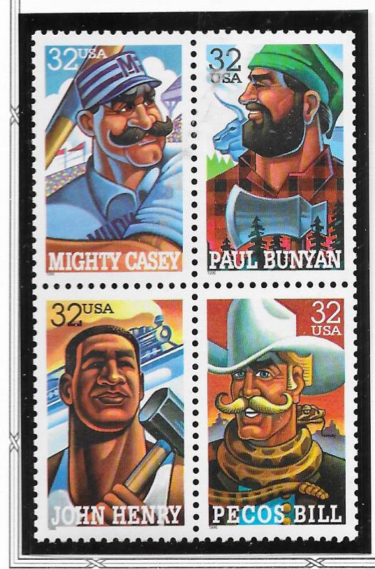 US#3083-3086 $.32 Old West Legends block of 4 (MNH) CV $2.60