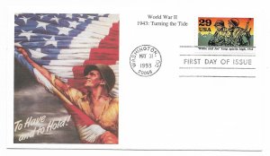 US 2765 h 29c Willie & Joe on FDC Mystic Stamp Co Cachet Unaddressed ECV $9.00