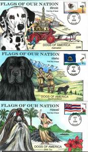 US Collins FDC SC#4283-4292 Flags Of Our Nation Dogs