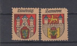 German Advertising Stamps - Lüneburg & Hannover City Crests