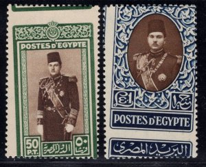 MOMEN: EGYPT SC #239-240 MISPERF 1939-46 FAROUK MINT OG NH LOT #67704*