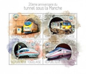 Togo - 2014 Channel Tunnel 20th Anniversary - 4 Stamp Sheet - 20h-862