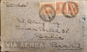 MI) 1935 ARGENTINA, AIRMAIL, CONDOR, SENT TO VAIA BRAZIL, GENERAL SAN MARTIN STA