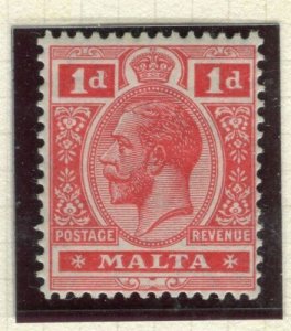 MALTA; 1914 early GV issue fine Mint hinged Shade of 1d. value 